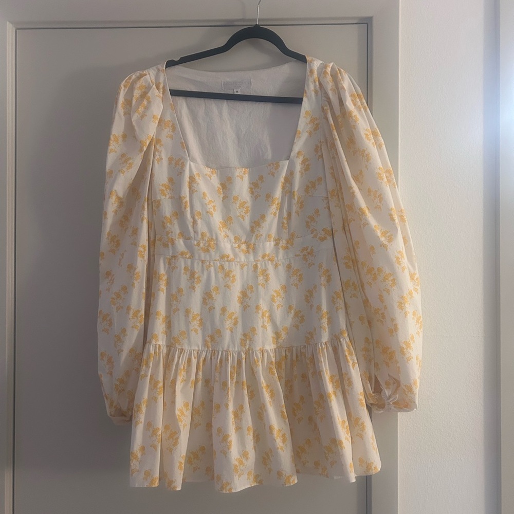 Caroline Constas Floral Puff Sleeve Dress